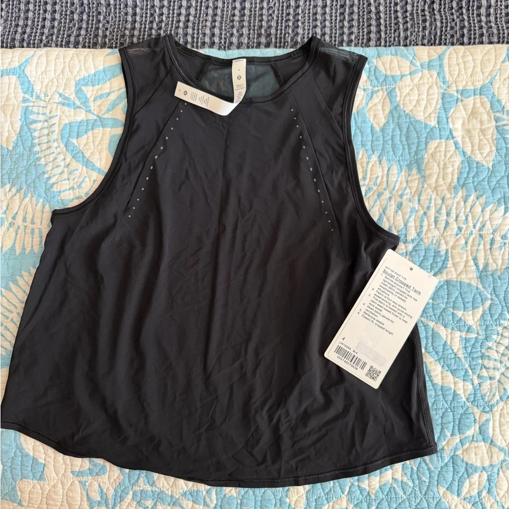 Lululemon Athletica Black Sculpt Cropped Tank - Picture 2 of 4